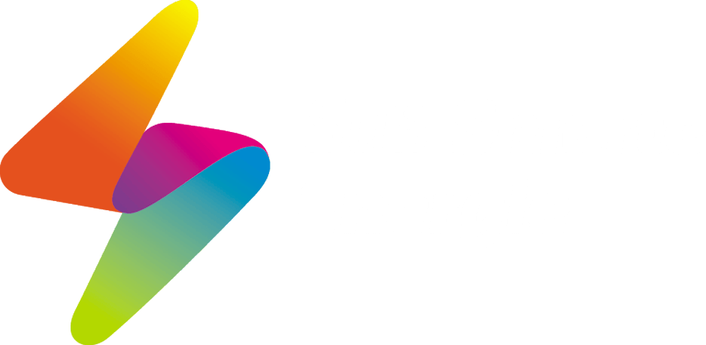 Logo mit einem bunten, stilisierten Energiesymbol und dem Schriftzug „SuS Smarte Energie“ in weißer Schrift.